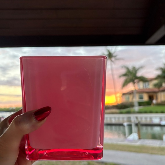 Vintage Pink Milk Glass Vase Square Retro Groovy Flower Decor Accessory Trendy - Picture 6 of 17